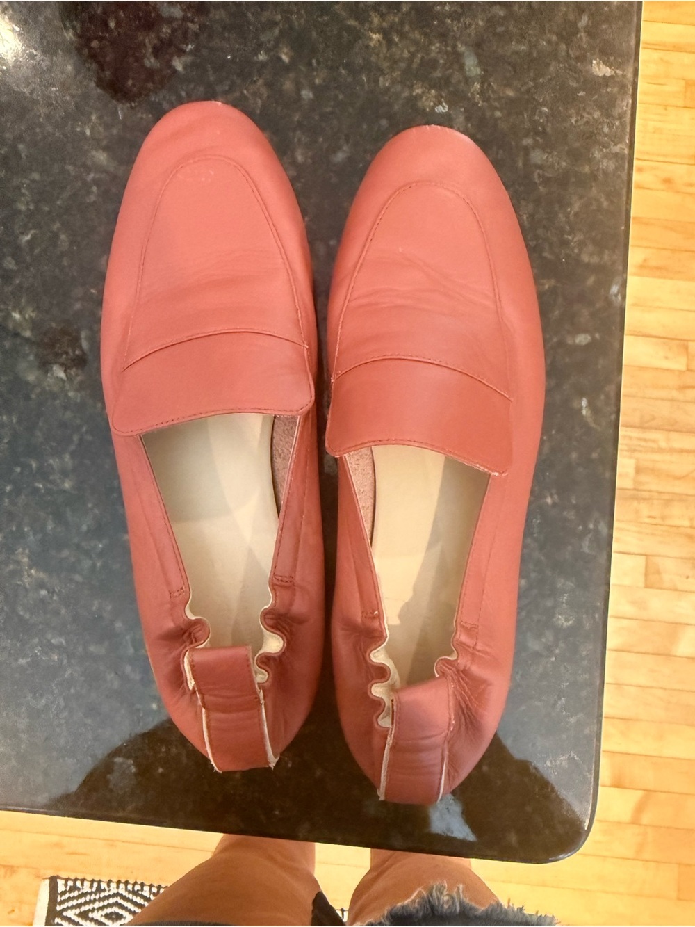 Everlane The Day Loafers in a dark rose leather colorway